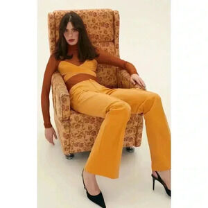 NWT Anna October Yellow Wide-Leg Trousers -size Large